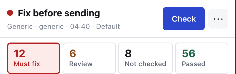 Verdict Fix before sending with twelve must-fix findings.